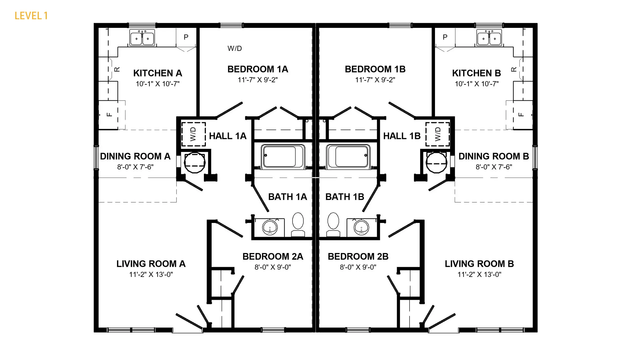 Floor plan of the Harlowe Multiplex, Level 1. 