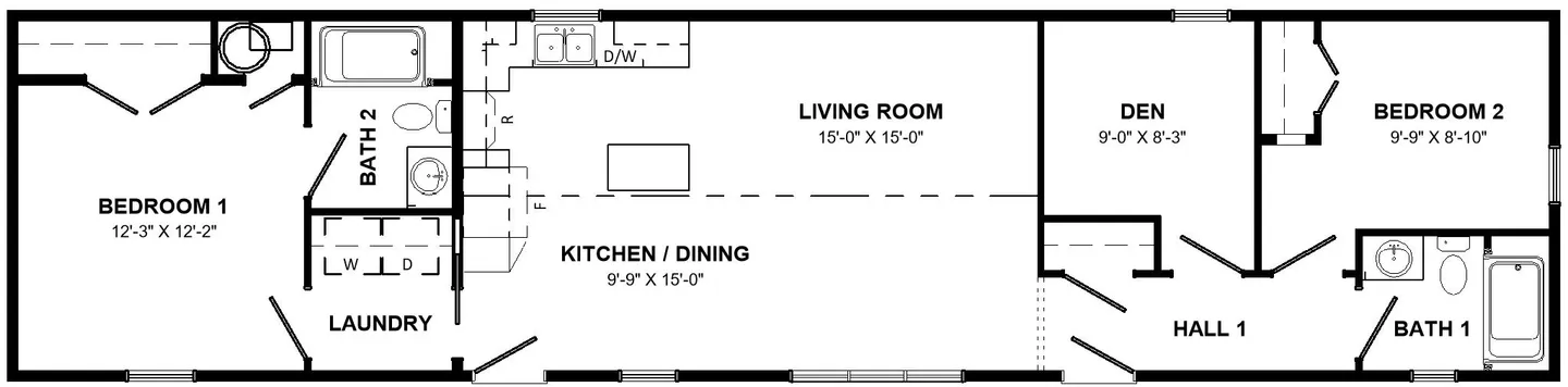 Floor plan of the Cleveland mini home. 