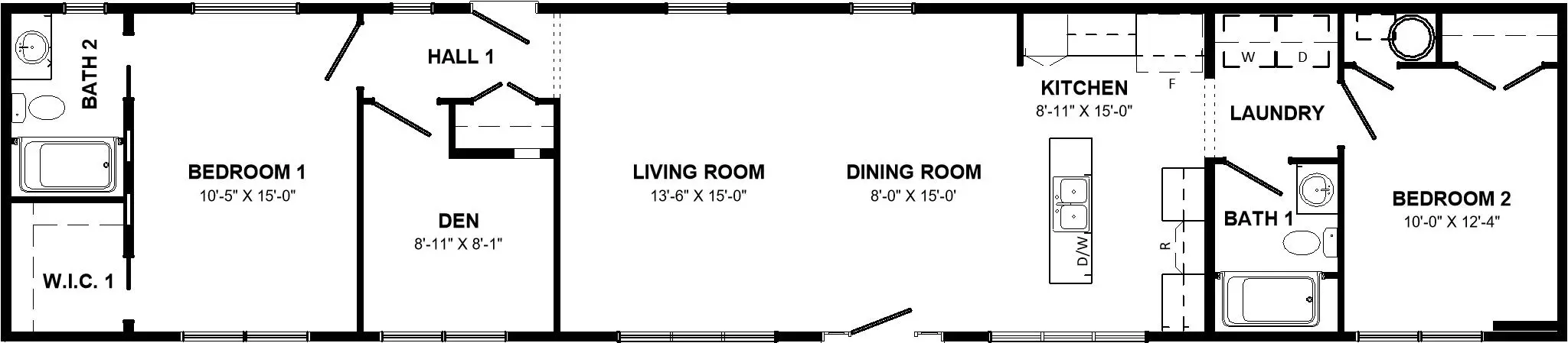 Floor plan of the Tennycape mini home. 