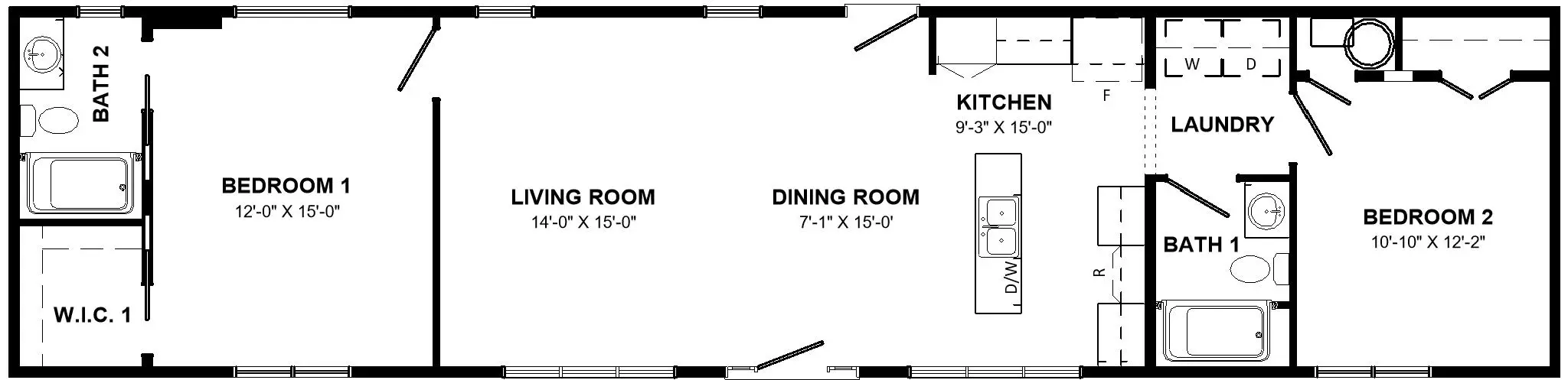 Floor plan of the Uniacke mini home. 
