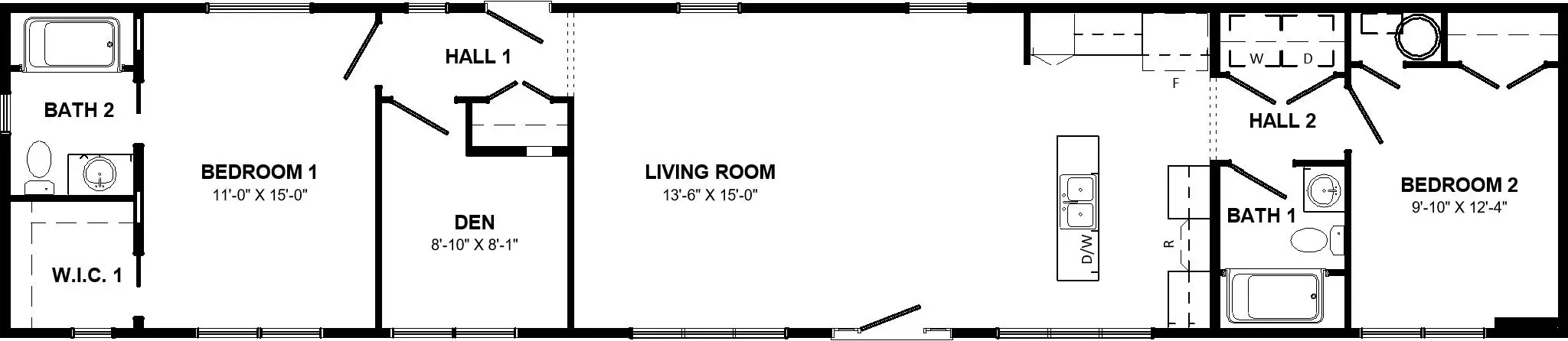 Floor plan of the Seascape mini home. 