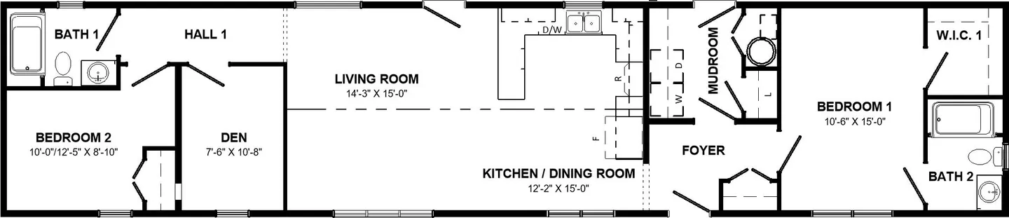 Floor plan of the Brackley mini home. 