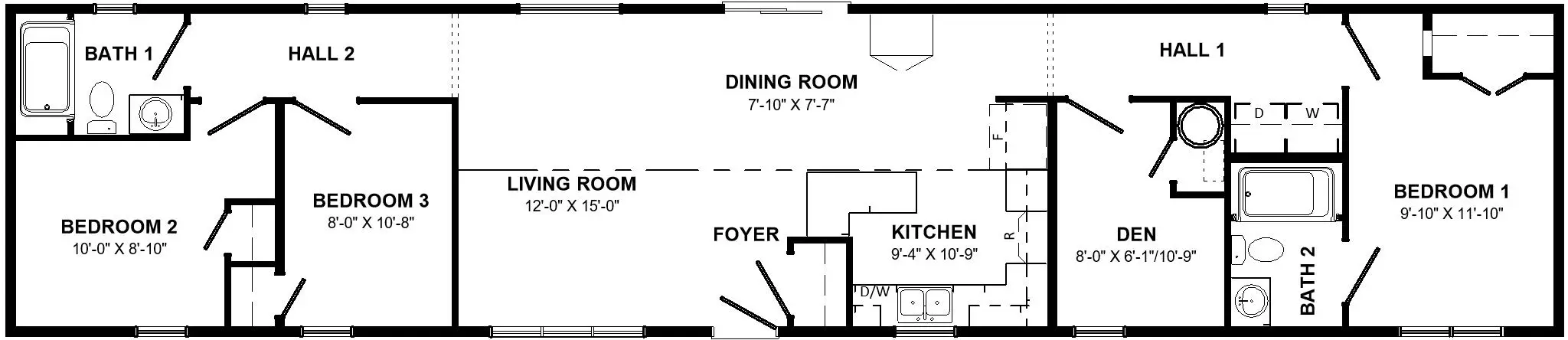 Floor plan of the Wellington mini home. 