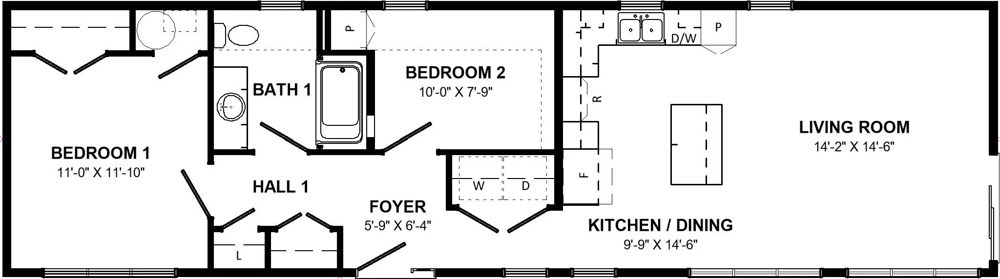 Floor plan of the Nova Mini home. 