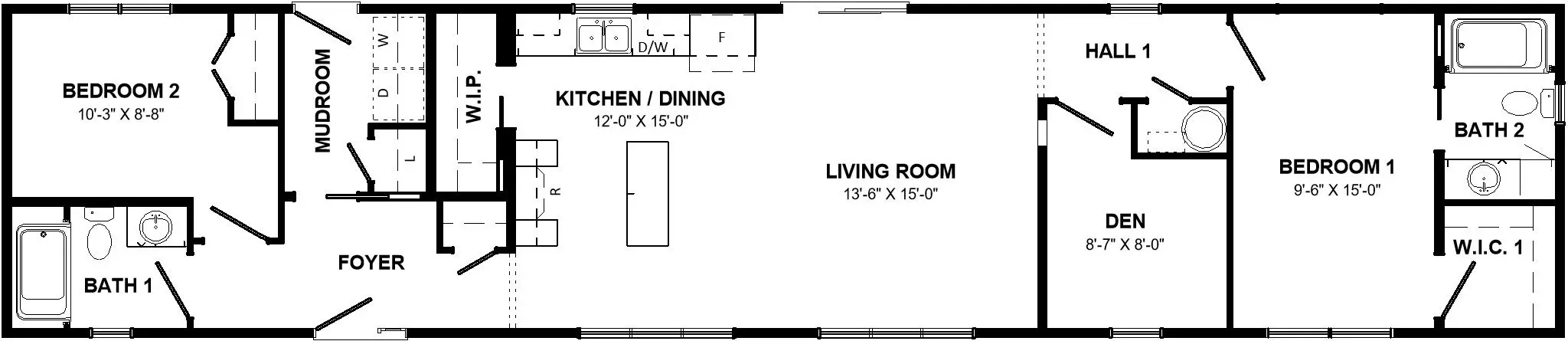 Floor plan of the Coastal mini home. 