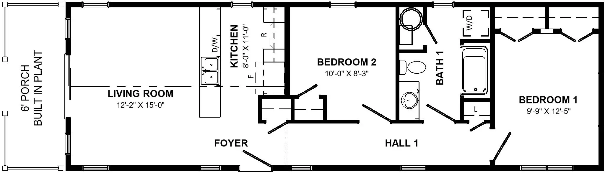 Floor plan of the Robin mini home. 